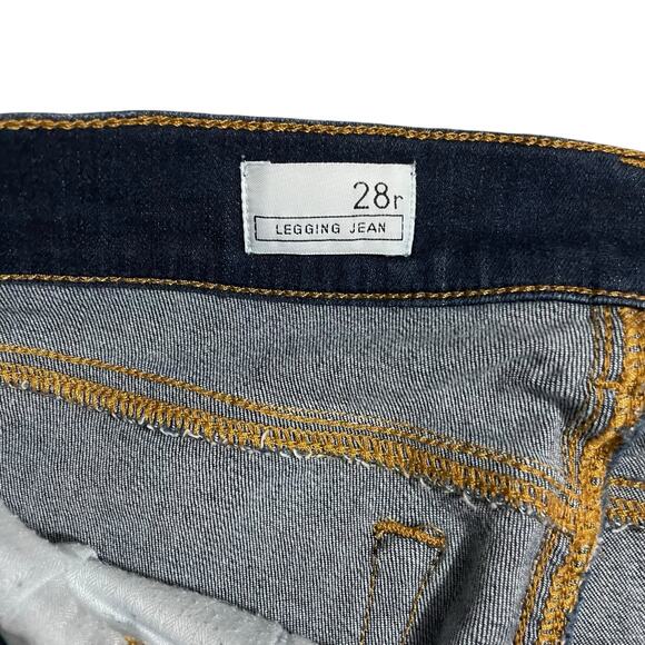 Gap 1969 Womens Jeans Size 28 Legging Jean Mid Rise Dark Wash Zip Fly Blue Denim - Picture 7 of 11
